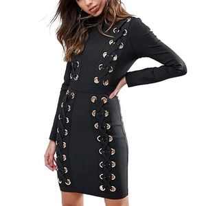 Dresses - "Reunion" Black Lace Up Bodycon dress Dresses - "Reunion" Black Lace Up Bodycon dress